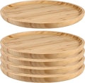 JOIKIT 5 Pack 10 Inch Bamboo Round Platter, 25cm Fine Polished Round Wood Plates Bamboo Serving Tray for Holding Fruit, Bread, Cheese, Nut, Coffee, Tea, Plant Saucer