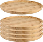 JOIKIT 5 Pack 8 Inch 20cm Bamboo Round Platter, Fine Polished Round Wood Plates Bamboo Serving Tray for Holding Fruit, Bread, Cheese, Nut, Coffee, Tea, Plant Saucer