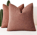 Foindtower Set of 2, Decorative Textured Boucle Throw Pillow Covers Accent Solid Pillow Cases Neutral Cozy Couch Cushion Case for Chair Sofa Bedroom Living Room Home Decor 24x24 Inch Orange Rust Red