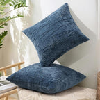 decorUhome Navy Blue Chenille Throw Pillow Covers 24x24 Set of 2 Thick Textured Slubby Couch Pillow Covers Farmhouse Accent Modern Neutral Decorative Pillow Cases for Bed Sofa Living Room