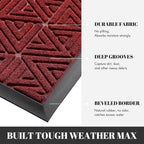 Yimobra Outdoor Mats for Front Door, Stops Mud & Dirt at Entrance, Fits Garage & Patio, All-Weather Waterproof Non Slip Outdoor Indoor Welcome Mat, 29.5x17 Black Red