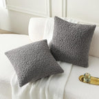 FUTEI Dark Grey Throw Pillow Covers 24x24 Inch Set of 2,Furry Faux Fur Teddy Boucle Textured Cushion Covers,Soft Fluffy European Pillow Shams,Home Decor for Couch Bed Living Room Office Car