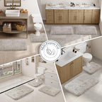 Walensee Non Slip Bath Mat - Soft Microfiber Shaggy Bath Mat (16 x 24, Light Tan) Water Absorbent Thick Plush Machine Washable Rug for Shower