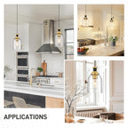 zeyu Large Pendant Lights Kitchen Island, 1-Light Clear Hanging Lights, Clear Glass Shade, Black and Gold Finish, ZG33M1L-L BK+BG