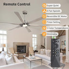 78 Inch Ceiling Fan with Lights and Remote Control, 6 Reversible ABS Blades, 6-Speed Noiseless DC Motor with 4.5" / 12" / 24" Downrods for Bedroom Dining Living Room, Antique Nickel and Gray