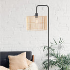 GLOBE Electric Barden 58" Floor Lamp, Matte Black, Bamboo Shade, On/Off Rotary Switch on Socket