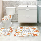 MEHOFOND 4pcs Hello Pumpkin Floral Shower Curtain Set,Fall Eucalyptus Leaves Pink Flower Shower Curtain Sets,Autumn Thanksgiving Festival Holiday Bathroom Bath Decor Curtains with Hooks 72 x72Inch