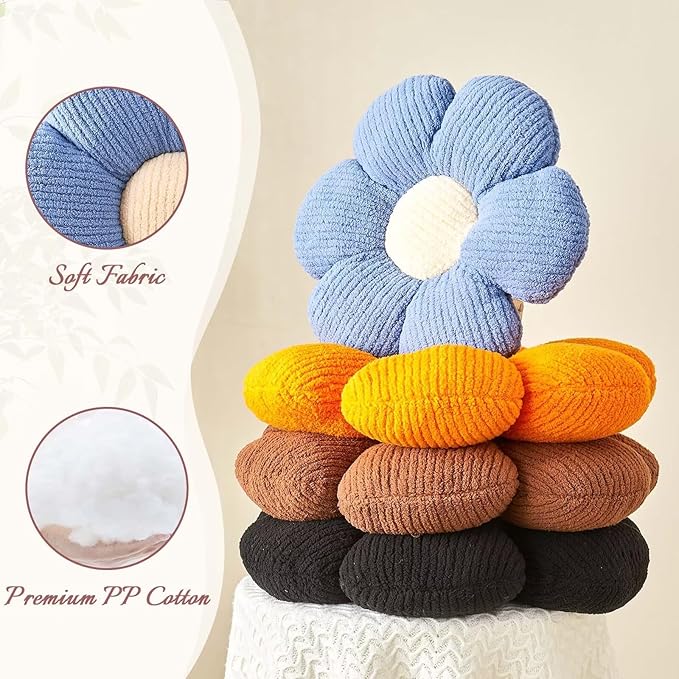 Flower Throw Pillow, Soft Orange 14.9" Shaped Floor Pillow for Home Decor, Cute Aesthetic Plush Decorative Pillows for Bed, Sofa, Couch