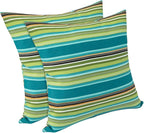 Outdoor Throw Pillows Water Resistant 18x18 inch,Decorative Throw Pillow with Insert Set of 2,Hidden Zipper Headrests for Patio Furniture Sofa Couch Chair(Green Stripe)