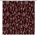 Burgundy Red Botanical Shower Curtain Vintage Herbs Floral Farmhouse Cute Boho Leaves Plant Retro Flowers Bathroom Curtain Set with Hooks(70" Wx74.8 H)