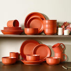 GZG 8 Inch Ceramic Dinner Salad Plates Set of 4, Rustic Matte Glaze Stoneware Dinnerware Set, Microwave & Dishwasher Safe, for Salad, Dessert, Appetizer, Everyday Use(Terracotta Blush)