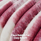 FUTEI Burgundy Decorative Throw Pillow Covers 22x22 Inch Set of 2, Soft Tie-Dye Faux Rabbit Fur Striped Texture Cushion Case, Modern Home Decor for Couch Bed Living Room