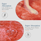 Walensee Bathroom Contour Rug (20x24, Living Coral) Non Slip Bath Mats Water Absorbent Soft Microfiber Shaggy Bathroom Mat Machine Washable Bath Rug U Shape Toilet Rug
