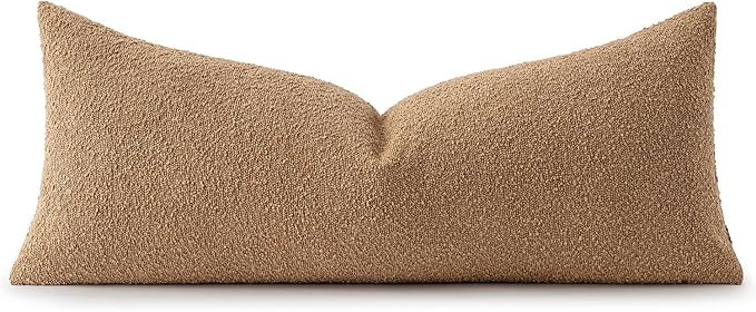 MIULEE Textured Polyester Throw Pillow Cover Brown Accent Solid Lumbar Pillow Case Decorative Vintage Soft Pack of 1 Couch Cushion Mid Century Chair Sofa Bedroom Livingroom Home Decor,36x14 Inch