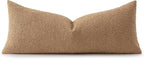MIULEE Textured Polyester Throw Pillow Cover Brown Accent Solid Lumbar Pillow Case Decorative Vintage Soft Pack of 1 Couch Cushion Mid Century Chair Sofa Bedroom Livingroom Home Decor,36x14 Inch