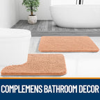 OLANLY Bathroom Rugs 24x16, Extra Soft Absorbent Chenille Bath Rugs, Rubber Backing Quick Dry, Machine Washable Bath Mats for Bathroom Floor, Tub and Shower, Home Decor Accessories, Peach