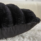Neelvin Black Faux Fur Cozy Soft Striped Decorative Throw Pillow Covers 16x16 inch Set of 2,Velvet Pillowcase Cushion Case for Sofa Couch