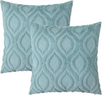 decorUhome Fall Throw Pillow Covers 16x16 Inch Set of 2, Soft Plush Decorative Faux Fur Aqua Solid Couch Pillow Covers, Accent Farmhouse Neutral Square Euro Pillow Cases for Sofa Bed Living Room