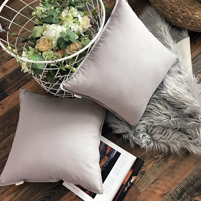 Jeanerlor SureGuard Pillowcase Cousion Cover Decor Cotton Linen with Unique Design to Embellish Study Room/House/Office Set of 2, 20"x20"(50 x 50cm), Silver Grey