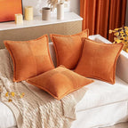 MIULEE Orange Fall Decorative Lumbar Throw Pillow Covers for Couch Bed Livingroom 12x20 Inch Set of 2 Boho Accent Throw Pllows Broadside Striped Patchwork Soft Corduroy Pillowcases