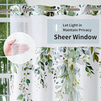 QiyI No Hook Shower Curtain with Snap in Fabric Liner, Sage Green Eucalyptus Shower Curtain with See Through Top Window, Waterproof Washable Cloth Ringless Shower Curtain Set for Bathroom, 36 x 75