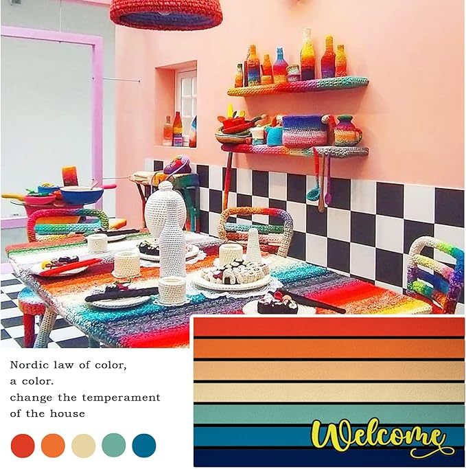 Bulijojo Rainbow Entrance Door Mat Large 17 x 30 Inch Entry Way Doormat Front Door Rug Outdoor Heavy Duty Welcome Mat, Non Slip Rubber Back Low Profile