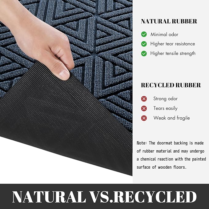 Yimobra Outdoor Mats for Front Door, Stops Mud & Dirt at Entrance, Fits Garage & Patio, All-Weather Waterproof Non Slip Outdoor Indoor Welcome Mat, 29.5x17 Blue