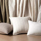 Foindtower Set of 2 Decorative Cotton Waffle Weave Lumbar Throw Pillow Covers Euro Shams Cushion Covers Accent European Pillowcase For Bed Couch Bedroom Living Room Home Decor 12×20 Inch Natural Ivory