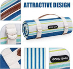 G GOOD GAIN Waterproof Picnic Blanket Portable with Carry Strap for Beach Mat or Family Outdoor Camping Party（Cobalt）