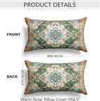 Snycler Boho Throw Pillow Covers 12x20 inch Set of 2 Boho Rug Carpet Double Sided Pattern Cotton Soft Pillow Case Cushion Cover Pillowcase for Couch Sofa Bed Decorative (Green)