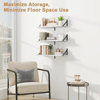 Fun Memories Floating Bookshelves, Set of 3 Wall-Mounted Wood Shelves 24" W x 8" D, Decorative Wall Shelf for Living Room, Bedroom, Bathroom, and Laundry Room (White)