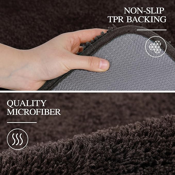 Walensee Large Bathroom Rug (24 x 72, Brown) Extra Soft and Absorbent Shaggy Bath Mat Machine Washable Microfiber Non Slip Luxury Floor Mat