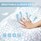 QUTOOL Cooling Pillows for Hot Sleeping, Shredded Memory Foam Pillows Standard Size Set of 1,Adjustable Soft & Firm Gel Bed Pillow for Side, Back, Stomach Sleepers
