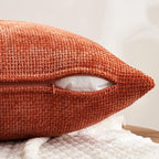 MIULEE Fall Pack of 4 Couch Throw Pillow Covers 18x18 Inch Burnt Orange Soft Decorative Chenille Pillow Covers Farmhouse Accent Cushion Covers for Boho Home Decor Sofa Bedroom Living Room