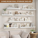 fuqing Floating Shelves for Wall, Wall Mounted Wood Floating Shelf with Invisible Brackets for Living Room, Bathroom, Bedroom, Kitchen Storage and Decor, 40 Inch Set of 2, White