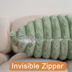 Double-Sided Faux Fur Plush Throw Pillow Covers 24x24 Set of 2 Fuzzy Striped Soft Cozy Pillowcase Luxury Decorative Pillows Christmas Square Cushion Covers for Couch Sofa Bed,Sage Green
