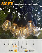 Outdoor String Lights Waterproof with 16 Bulbs 1.6FT Spacing, 25FT Patio Lights, 120V LED Hanging Lights for Porch, Balcony, Gazebo, Yard, Garden, Backyard, Camping and Party Decor