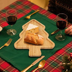 TJ POP Christmas Tree Serving Platter | Decorative Bamboo Serving Tray for Cheese, Cookies, Dessert | 12 x 9 Inches | Natural Wood Candy Snack Board Cute Charcuterie Board | Holiday Kitchen Decor
