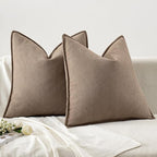 MIULEE Pack of 2 Coco Brown Decorative Pillow Covers 18x18 Inch Soft Chenille Luxurious Couch Throw Pillows Farmhouse Cushion Covers with Elegant Design for Sofa Bedroom Living Room Home Decor