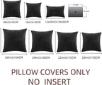 Fancy Homi 2 Packs Black Samll Decorative Throw Pillow Covers 12x12 Inch with for Couch Bed Sofa, Rustic Farmhouse Boho Home Decor, Soft Corss Patchwork Corduroy Square Cushion Case 30x30 cm