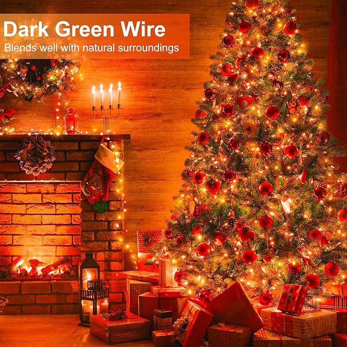2 Pack Halloween Lights Outdoor, Total 200FT 600 LED Orange String Lights for Outside with 8 Modes Waterproof, Plug in Halloween Decorations for Indoor Bedroom Patio Garden Party Holiday