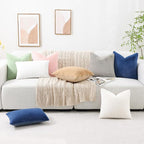 Pallene Faux Fur Plush Lumbar Throw Pillow Covers 12x20 Set of 2, Soft Fluffy Couch Pillow Covers for Living Room, Navy Blue