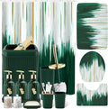 32PCS Bathroom Sets with Shower Curtain and Rugs-Dark Green Bathroom Accessories,Non Slip Bathroom Rugs Set with Toilet Lid Cover, Waterproof Shower Curtain, 3PC Soap Dispenser with Trash Can