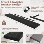 Floating Shelves for Wall with Invisible Brackets, Wall Mounted Engineered Wood Shelves with Wood Grain for Living Room, Bedroom, Bathroom, Kitchen Decor and Storage, Oak, 71"L Set of 2, Black