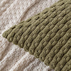 MIULEE Pack of 2 Decorative Throw Pillow Covers 18x18 Inch Soft Boho Striped Textured Corduroy Pillow Covers Modern Farmhouse Home Decor for Couch Bed Sofa Living Room Olive Green