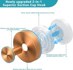 Suction Cup Hooks for Shower,Wreath Hanger for Front Door,Removable No Drill Towel Loofah Hooks,Upgraded 15 lbs Strong Suction for Bathroom,Wall,Glass,Stainless Waterproof-Rose Gold 2 Pcs