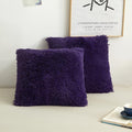 XeGe Faux Fur Throw Pillow Covers, Luxury Fluffy Plush Pillow Shams, Shaggy Decorative Pillow Cushion Cover for Sofa Bed Couch with Zipper Closure, Pack of 2 (18''x18'', Purple)
