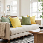 MIULEE Boho Farmhouse Yellow Green Throw Pillow Covers 18x18 Inch Set of 4 Mordern Nordic Cushion Covers Soft Corduroy Home Decor for Couch Bed Sofa Living Room