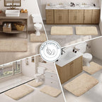 Walensee Large Bathroom Rug (24 x 48, Beige) Extra Soft and Absorbent Shaggy Mat Machine Washable Microfiber Bath Mat, Non Slip Bath Mat, Luxury Bathroom Floor Mats