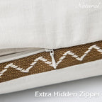 Decorative Neutral Linen Throw Pillow Covers 12x20 Inch Set of 2, Cream White Boho Farmhouse Pillow Covers with Braid Fringe for Sofa Bed Modern Couch Pillow Cases for Organic Home Decor